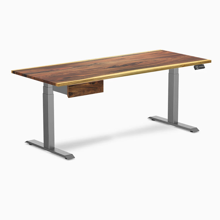 Desky Dual Hardwood Standing Desk With Drawer-Desky Canada
