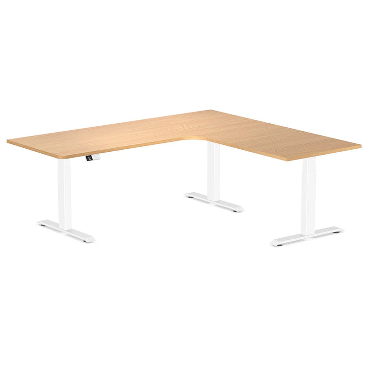 Desky L-Shape Curved Laminate Sit Stand Desk