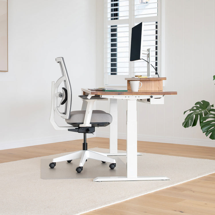 White elite Desky ergonomic office chair set up