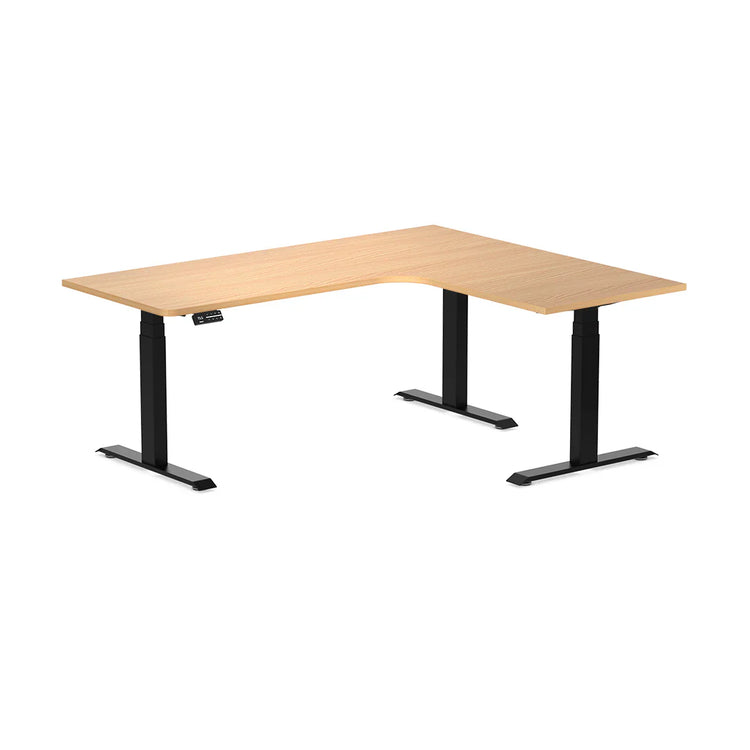 Desky L-Shape Curved Laminate Sit Stand Desk