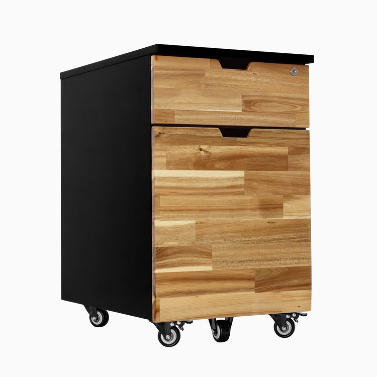 Softwood acacia black minimal filing cabinet