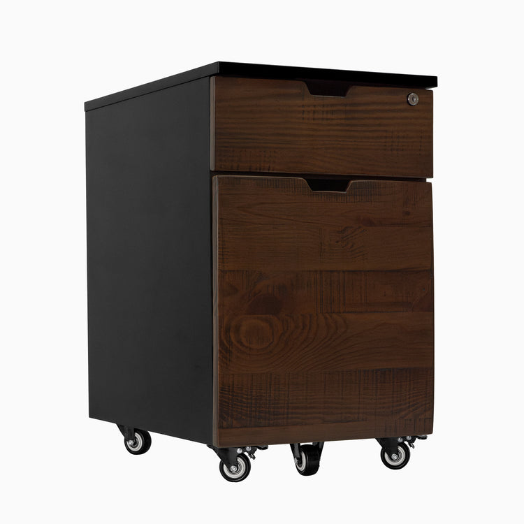 Softwood rustic pine black minimal filing cabinet