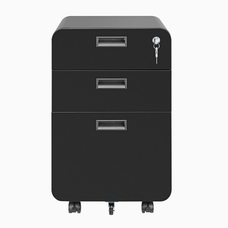 Mobile drawer filing cabinet in black