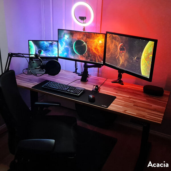 dual softwood sit stand desk