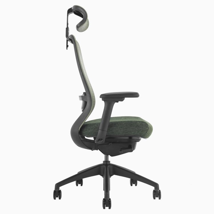 Green coilflex chair with headrest Desky