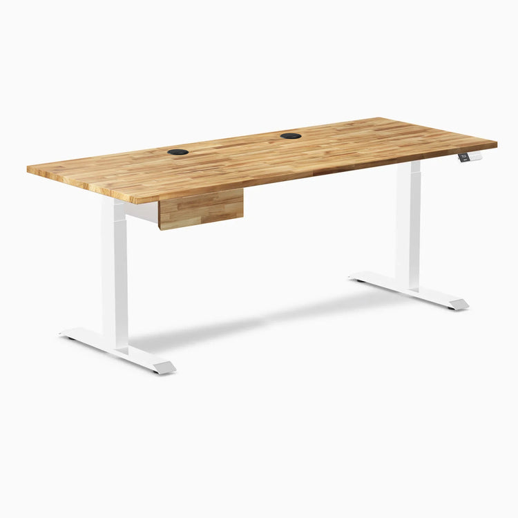 Bureau debout double en bois dur avec tiroir Desky