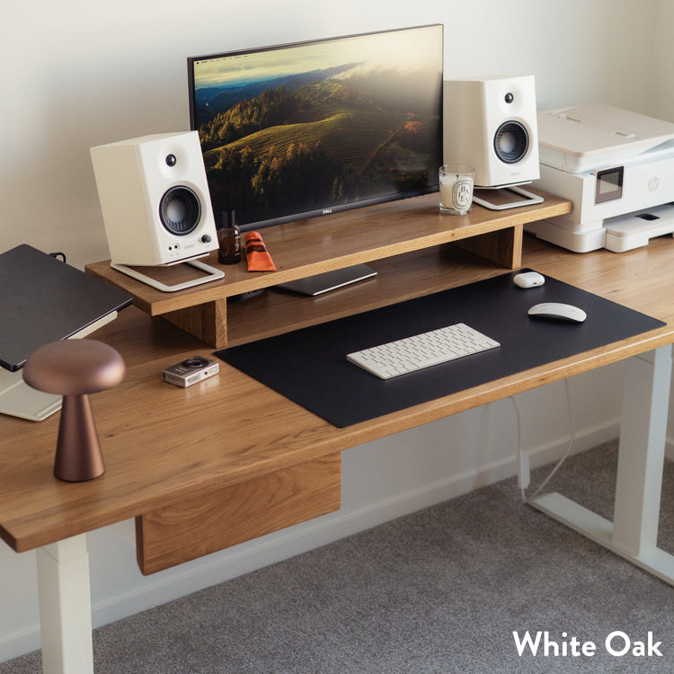 Bureau debout double en bois dur avec tiroir Desky
