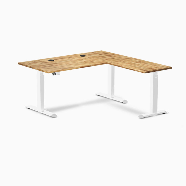 Bureau assis-debout en forme de L en bois dur Desky