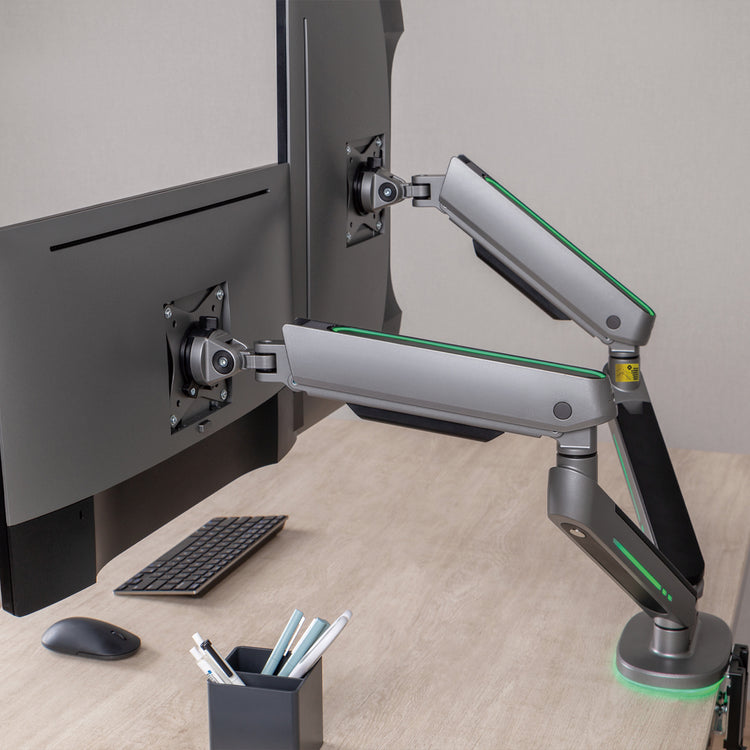 Desky Dual LED Monitor Arm Space Grey  -Desky®