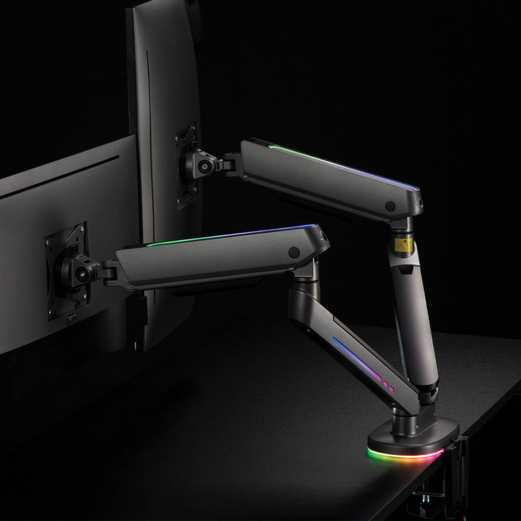 Desky Dual LED Monitor Arm RGB lighting
