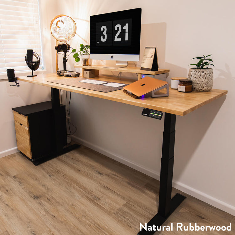 dual rubberwood standing desk
