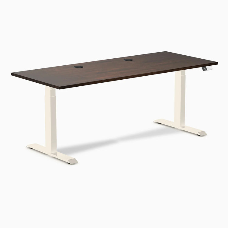 Bureau double assis-debout en bois d'hévéa Desky