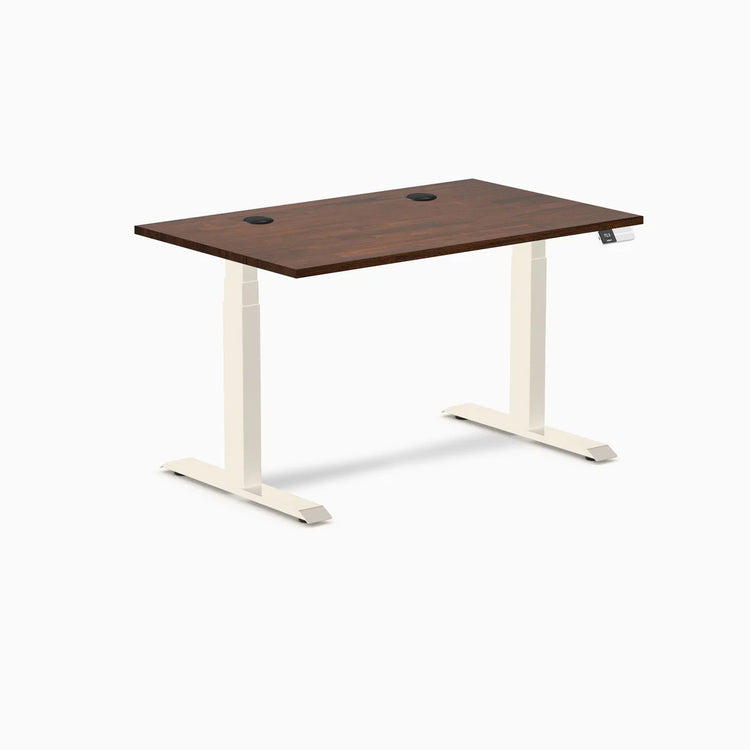 Bureau double assis-debout en bois d'hévéa Desky