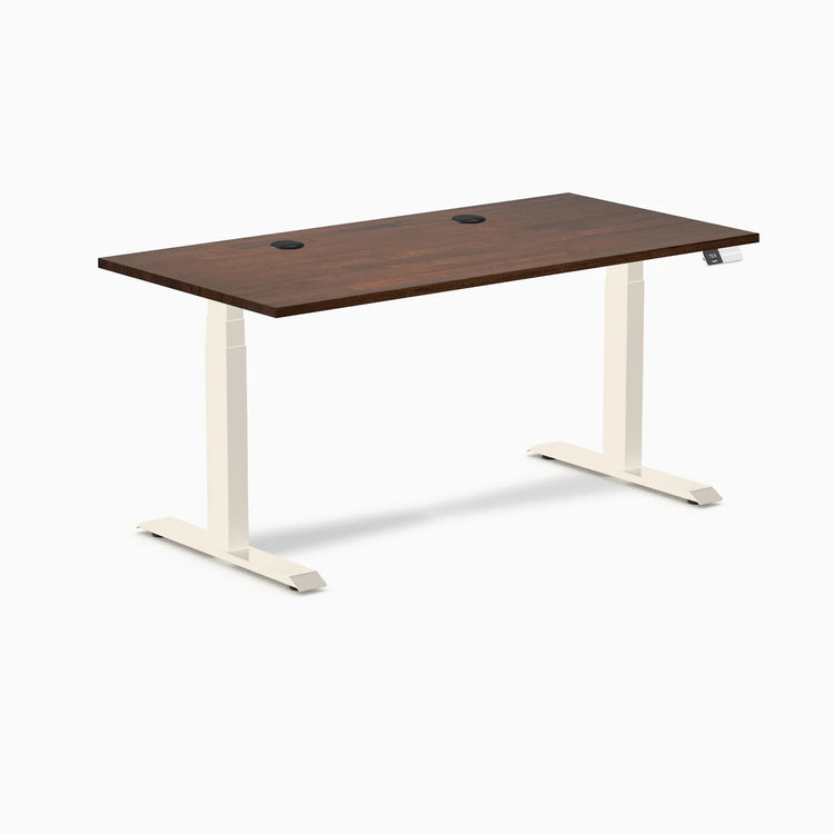 Bureau double assis-debout en bois d'hévéa Desky