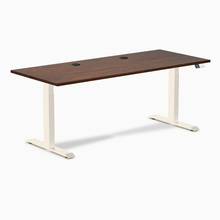Bureau double assis-debout en bois d'hévéa Desky