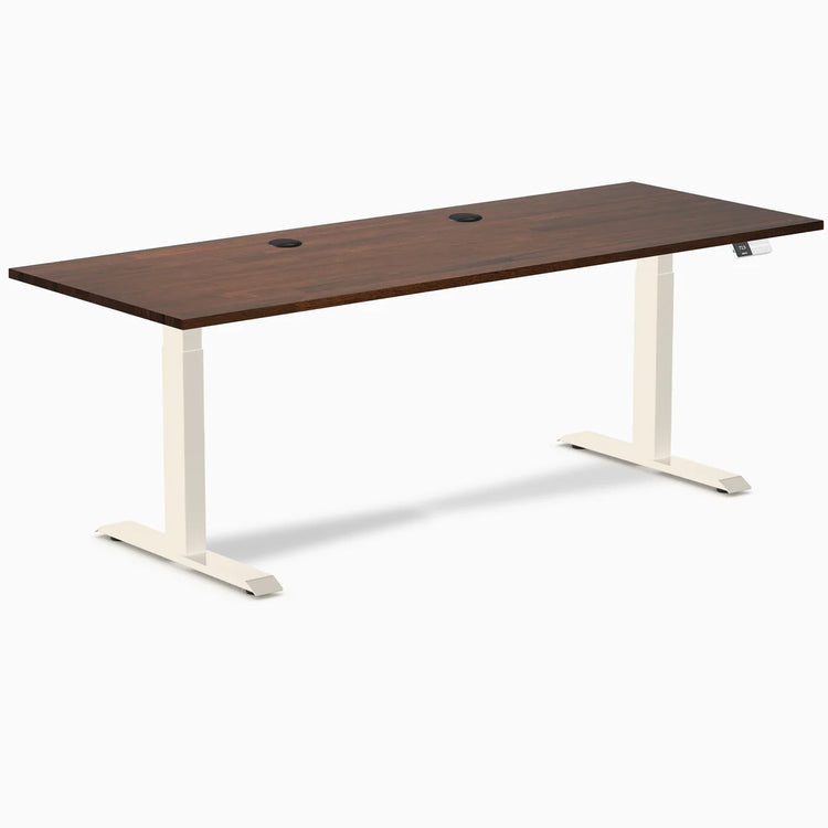 Bureau double assis-debout en bois d'hévéa Desky