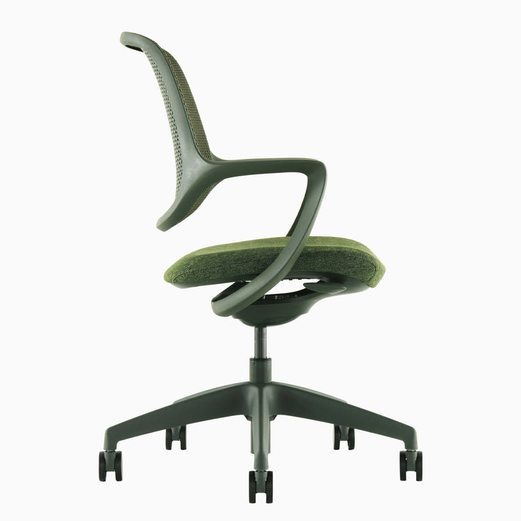 Low back minimalist office chair dark green