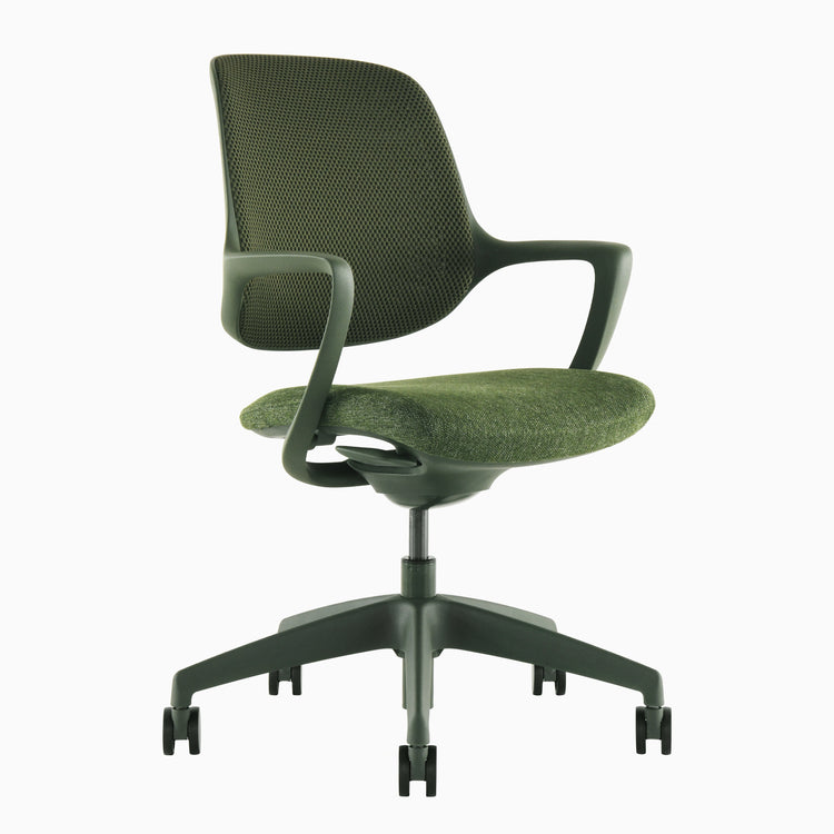 Ergonomic office chair in dark green