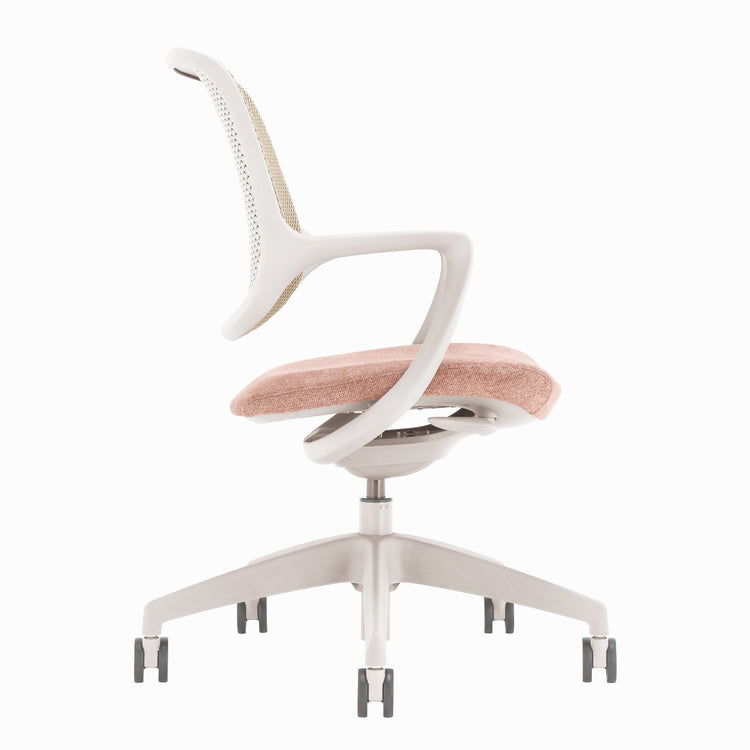 Peach and white color adjustable desk chair
