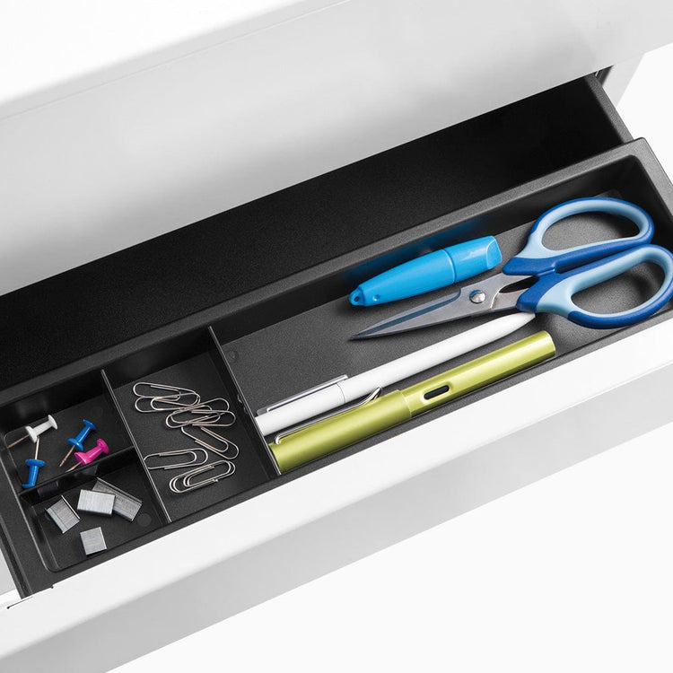 Desky GO Slimline Steel Mobile Pedestal White storage