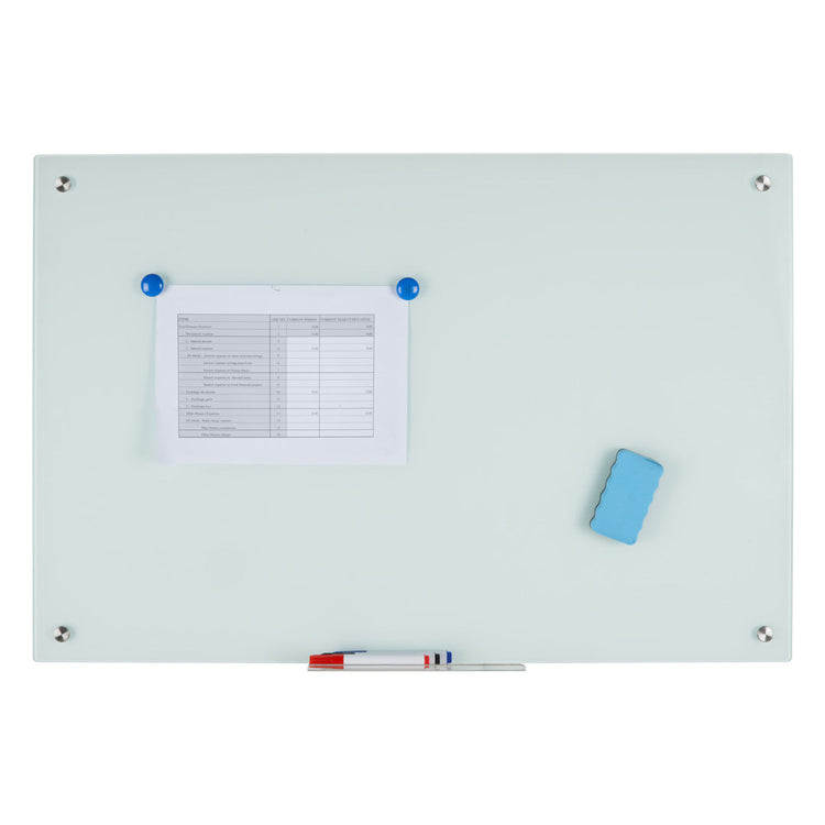 Desky glass whiteboard with pen and eraser