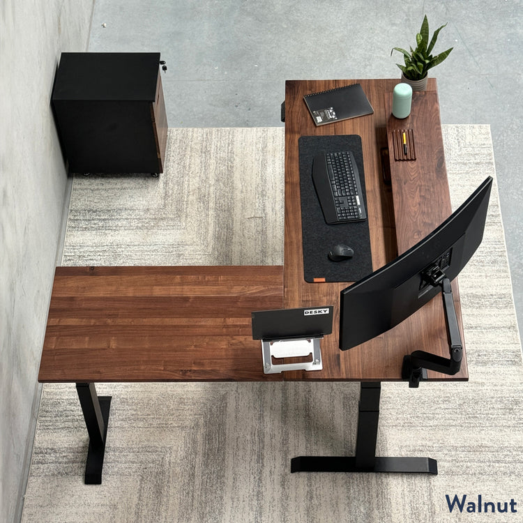 Desky Hardwood L-Shape Sit Stand Desk-Desky Canada