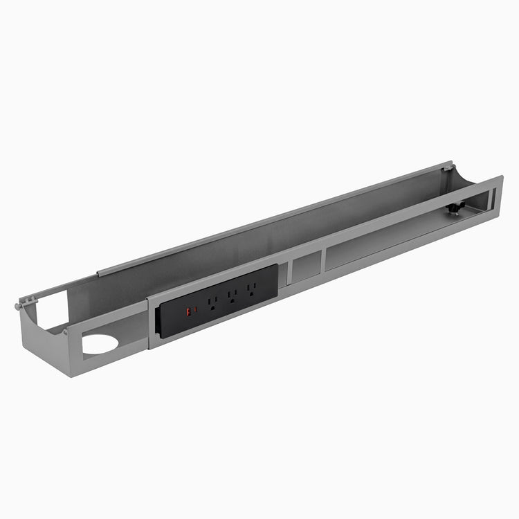 Desky Integrated Cable & Power Channel-3 Plugs + 1 x USB-C + 1 x USB-Grey- Desky Canada