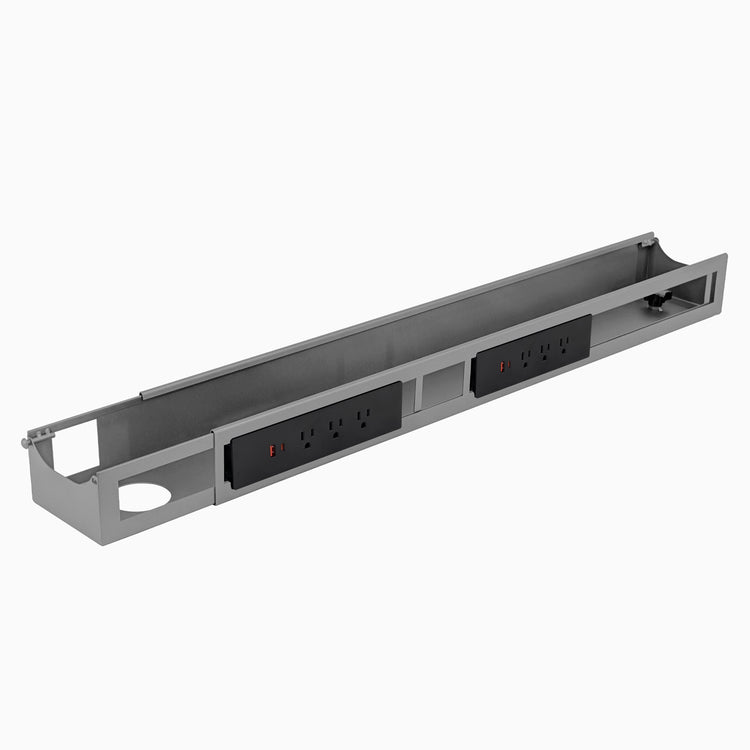 Desky Integrated Cable & Power Channel- 6 plugs in grey