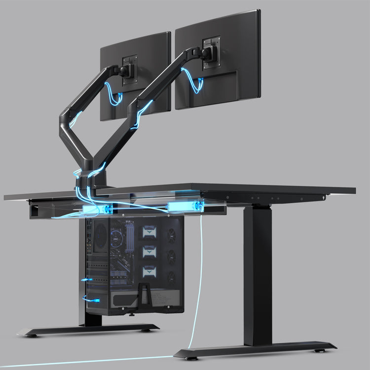 Desky integrated cable power attached on desk