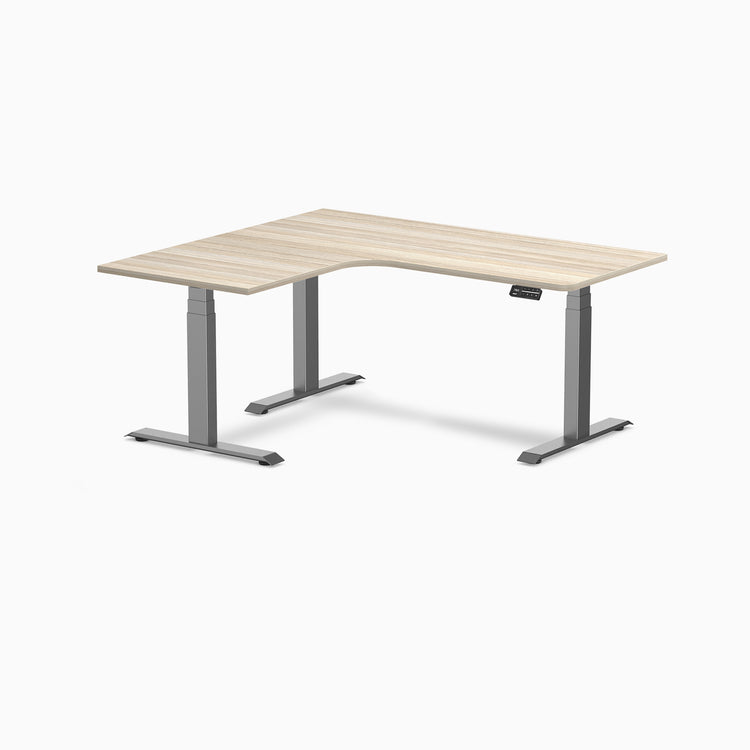 Bureau assis-debout d'angle sur mesure stratifié mélamine