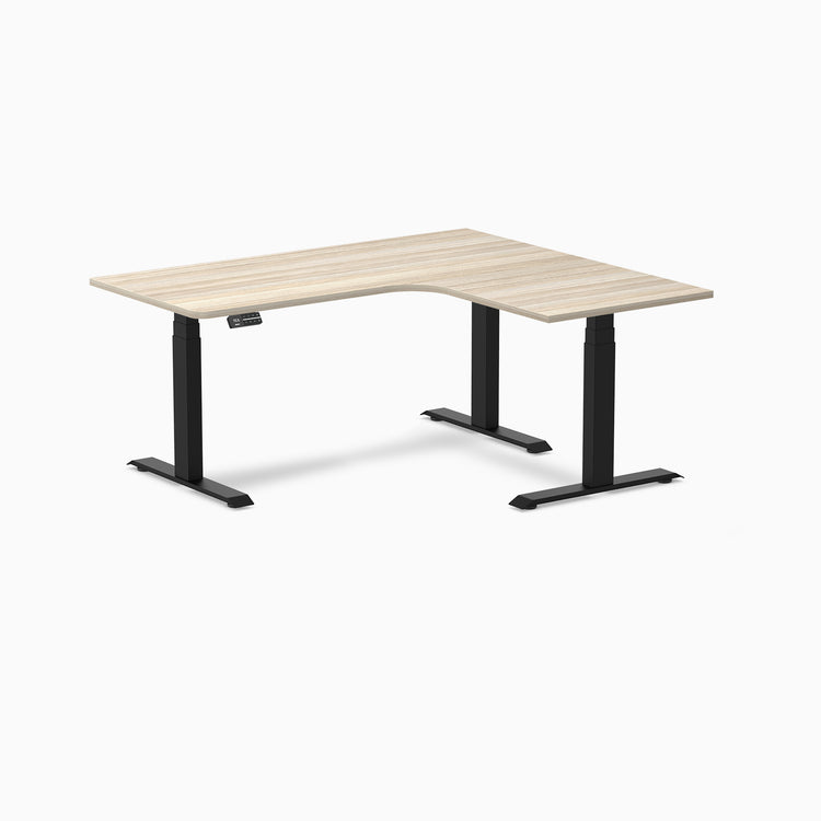 Bureau assis-debout d'angle sur mesure stratifié mélamine