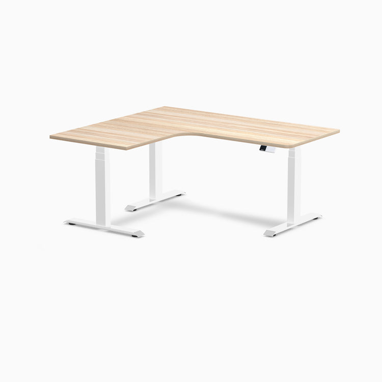 Desky L-Shape Curved Laminate Sit Stand Desk