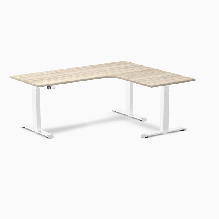 Bureau assis-debout d'angle sur mesure stratifié mélamine