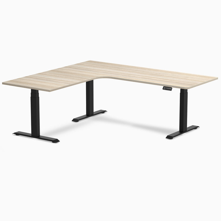 Bureau assis-debout d'angle sur mesure stratifié mélamine