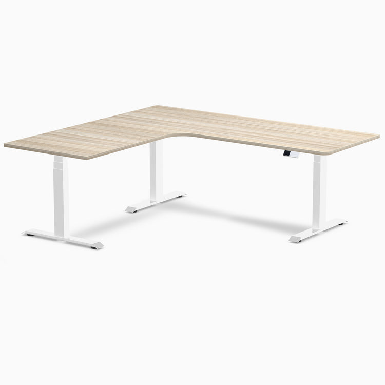 Bureau assis-debout d'angle sur mesure stratifié mélamine