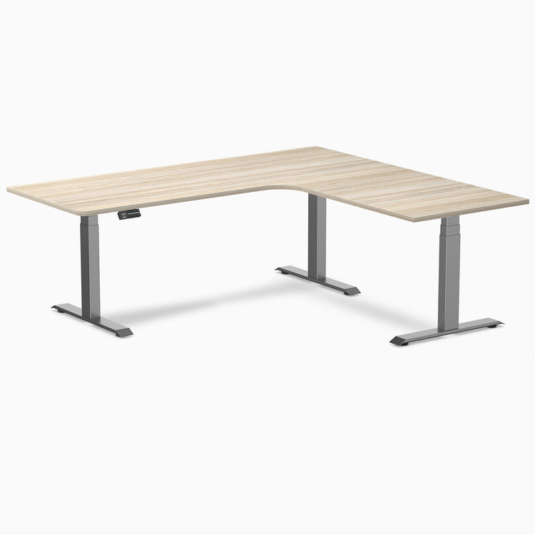 Bureau assis-debout d'angle sur mesure stratifié mélamine