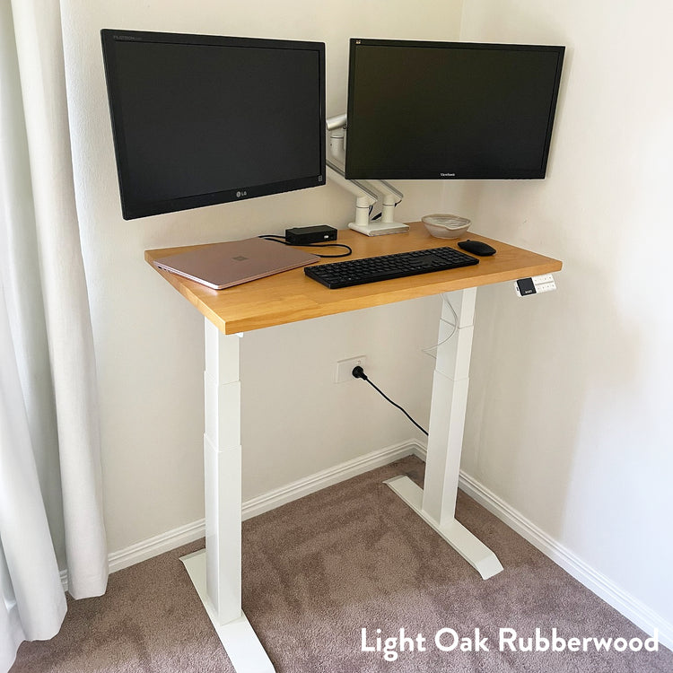 Desky Dual Mini Rubberwood Sit Stand Desk-Desky Canada