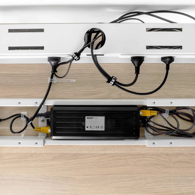 Desky integrated mini cable management channel under desk