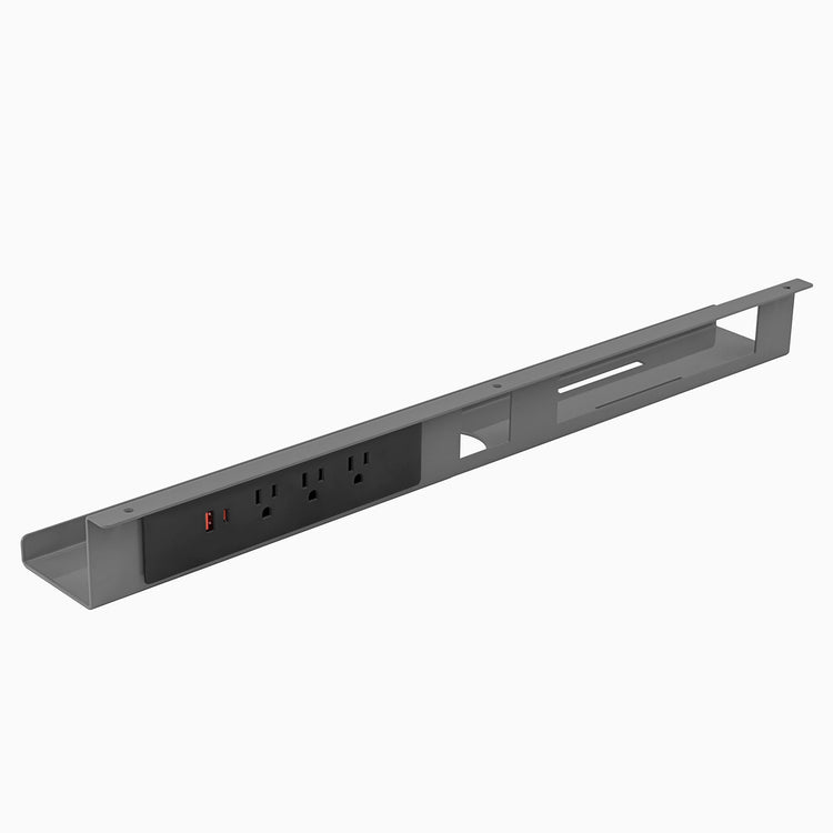 Desky Mini Cable & Power Tray-grey- 3 power