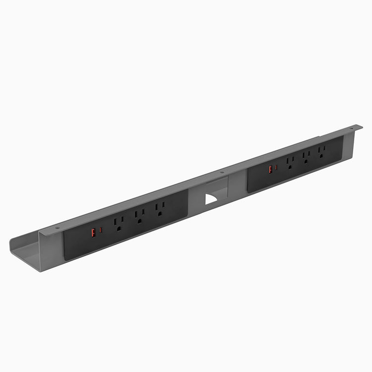 Desky Mini Cable & Power Tray-grey- 6 power