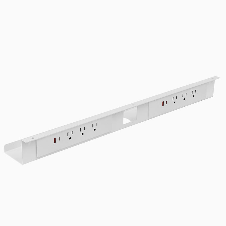 Desky Mini Cable & Power Tray-white- 6 power