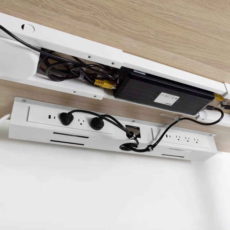 Desky mini standing desk cable management in white