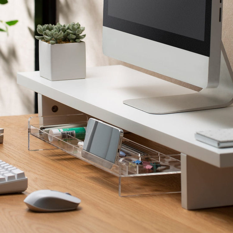 On desk organiser storage