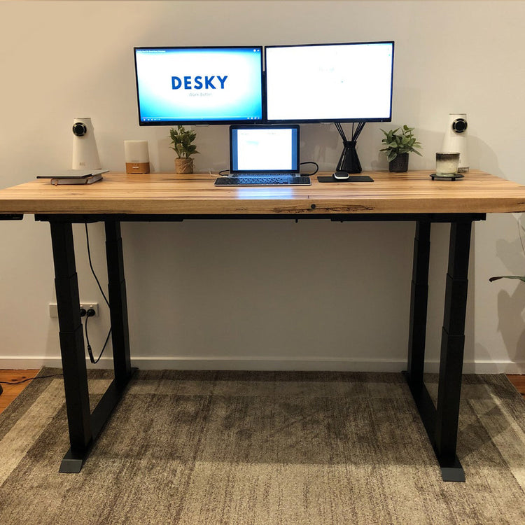 Desky Quad Sit Stand Desk Frame Matte Black -DeskyÂź