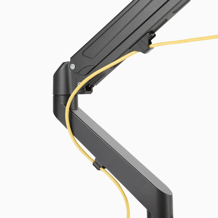 Gas spring arm with cable management sinlge monitor setup