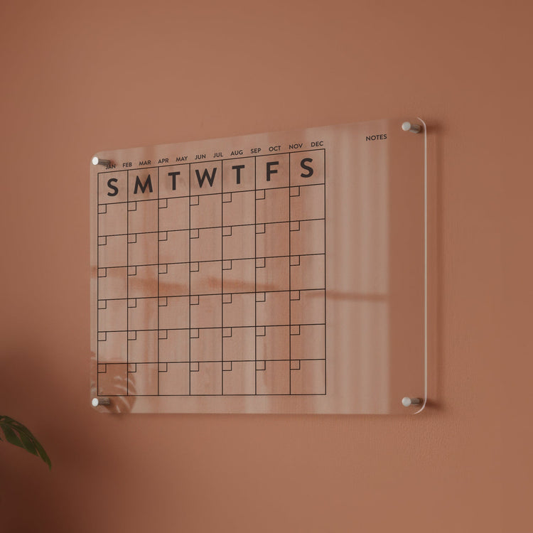 Clear wall mounted calendar