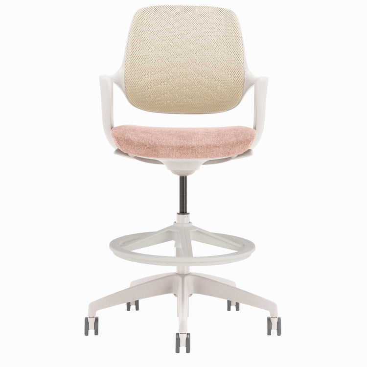 Desky evoque low back ergonomic drafting chair in peach