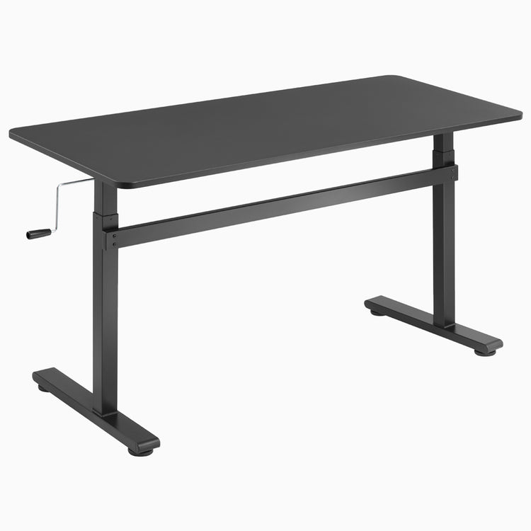 Black hand crank sit stand desk