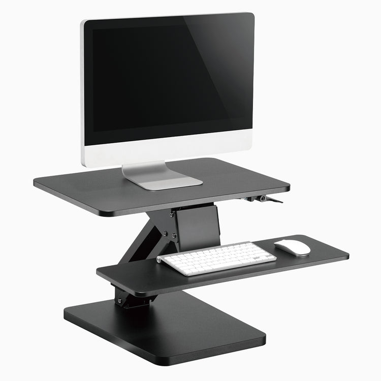 Fixed height desk converter with keyboard and monitor space