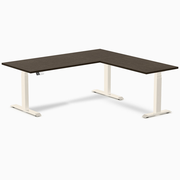 Desky Bamboo L-Shape Sit Stand Desk